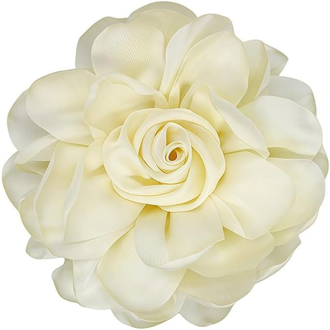 Extra Large Satin Fabric Flower Brooch for Women Elegant Rose Camellia Floral Brooch Pin Handmade Big Satin Fabric Flower Statement Brooch Pin Vintage Clothing Hat Bag Accessories Christmas Wedding Bridal Birthday Jewelry