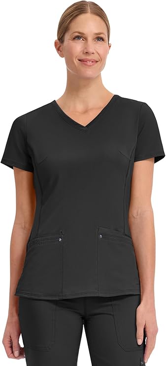 Healing Hands Women's Scrub Top V-Neck with 2 Pockets, 2-Way Stretch, and Yoga Knit Side Panels for Slim Fit- 2245