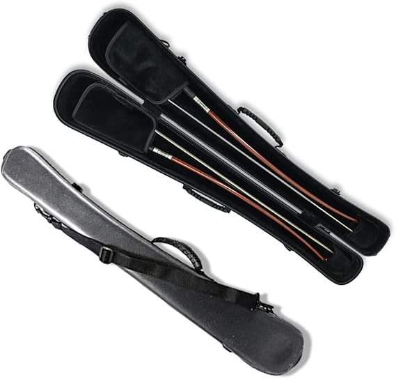 Vetimobato Carbon Fiber Upright Double Bass Bow Case Fits All Standard 3/4 & 4/4 Size Bass Bows Lightweight Hard Shell String Bass Bow Case with Removable Shoulder Strap (Black)