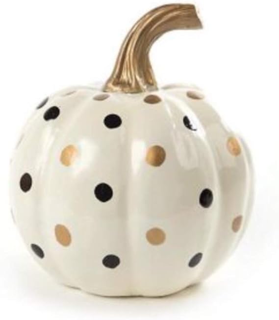 MACKENZIE-CHILDS Ivory Dotty Pumpkin, Decorative Resin Autumn and Halloween Home Decor