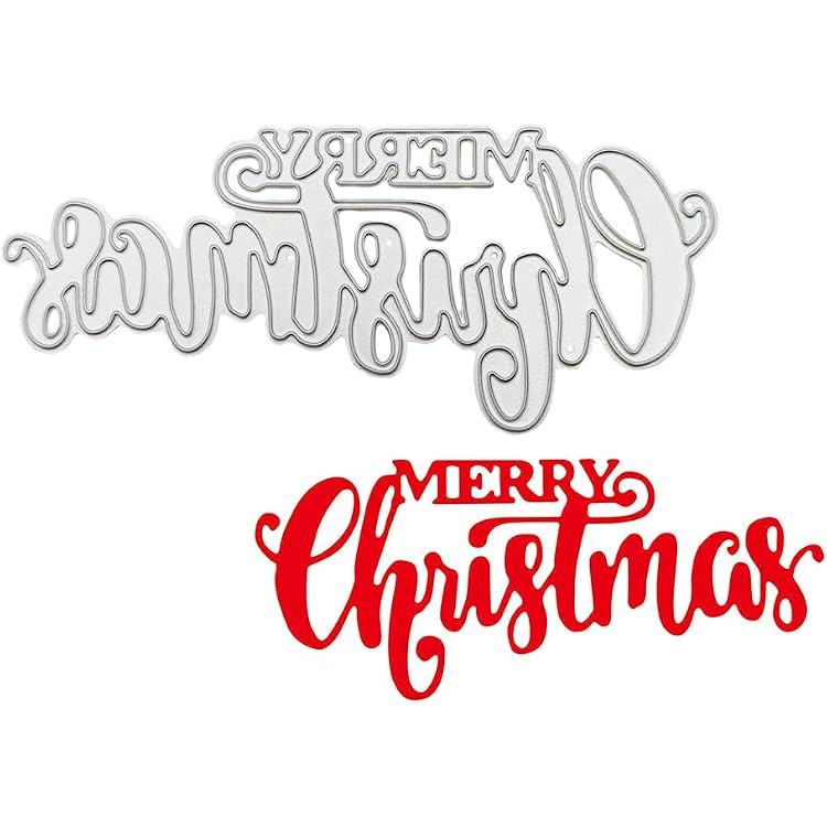 Merry Christmas Letters Metal Die Cuts, Merry Christmas Words Stencils DIY Crafts Cards Cutting Dies Cuts for DIY Embossing Card Making Photo Decorative Paper Dies Scrapbooking