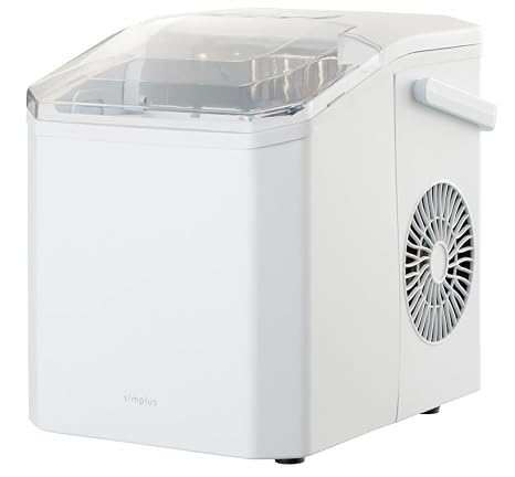 simplus SP-CED04 Ice Maker, Shortest 6 Minutes, Clear Ice Making, 5 Size Adjustable, Smallest Class, Continuous Ice Maker, Automatic Cleaning, Tabletop, Home Use, Continuous Ice Maker, With Drainage, Automatic Stop, Home Drinking, Parties, Simplus, SP-CED04 Transparent Ice Mode Included/White