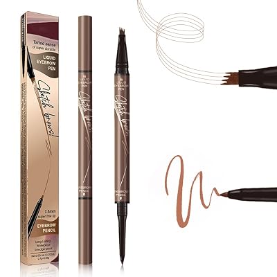 2 in 1 Eyebrow Pencil, 2025 New Magic Eyebrow Tattoo Pencil 4 Fork Tip, Waterproof Eyebrow Pen Microblading Eyebrow Pencils Natural Fine Stroke Eyebrow Pen Light Brown