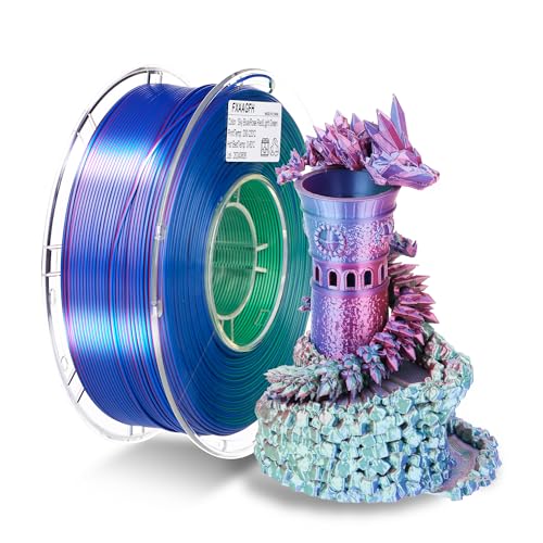 Silk 3D PLA Printer Filament 1.75 mm, 3 D PLA Printing Print Filament -0.03mm, 1kg2.2lbs Tri-Color