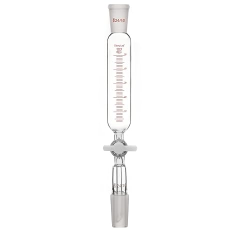 stonylab Addition Funnel, 24/40 Joint Borosilicate Glass Graduated Dropping Funnel with PTFE Stopcock for Laboratory Use, 50ml