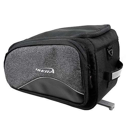 Ibera Bike Bag MIK Commuter 15L - Clip-On bike Bags For Bicycles with Laptop Sleeve, Multiple Pockets & Shoulder Strap - Reflective Trim & Taillight Ready - Bike Rack Bag ONLY FOR MIK RACKS