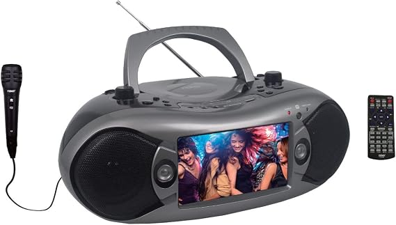 Naxa NDL-287 M 7" Bluetooth DVD Boom Box & TV with Microphone Gray Color