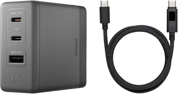 DJI Power 140W GaN Charging Combo, 7A Digital Display Cable (1 m) Included