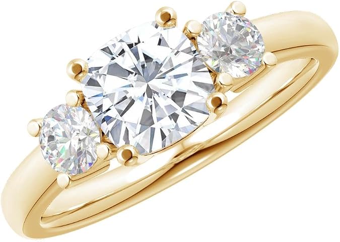 1-3.5 Carat Cushion 14K White Gold Natural Diamond and Diamond Engagement Ring (AAAA Heirloom Quality)