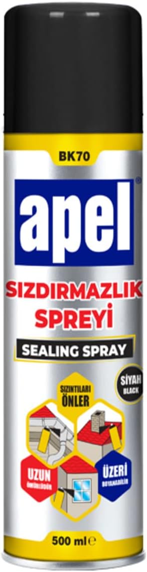 Apel Su Geçirmez Sızdırmaz Sızıntı Önleyici Kauçuk Kaplama Izolasyon Siyah Sprey 500 ML