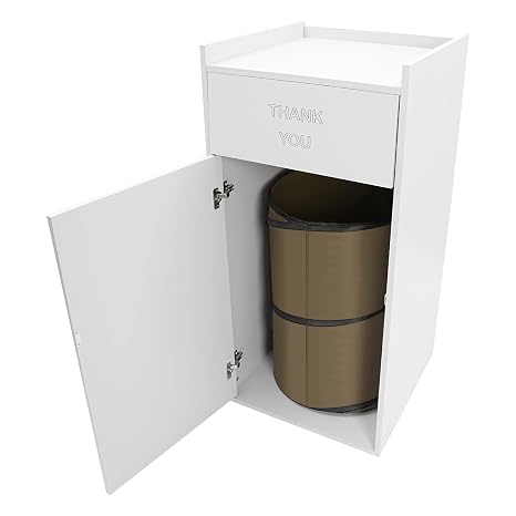 Restaurant Trash Bin Cabinet, Wooden Trash Can Cabinet, 46"x22"x22" Commercial Trash Can, 30L Outdoor Waste Receptacle, Garbage Receptacle for Indoor or Outdoor Use (Silver)
