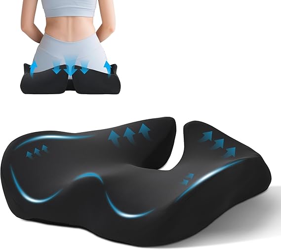 BRO Extra Large Coccyx Cushion with Cooling Cover for Tailbone Pain Relief