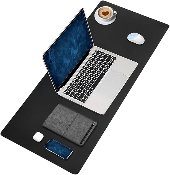 Black Deer PU Leather Mouse Pad Stitched Edge Durable Large Size Duplex Use Office Desk Mat Sumen (BLACK, 70X30 L)