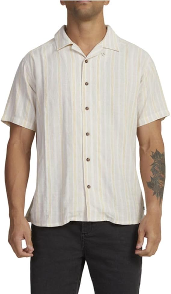 RVCA Men's Casual Button Down Short Sleeve Shirt