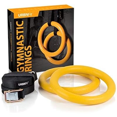 URBNFit Gymnastic Rings - Bodyweight Workout and Strength Training Olympic Non-Slip Rings with Adjustable Straps for Crossfit and at Home Gym Workouts