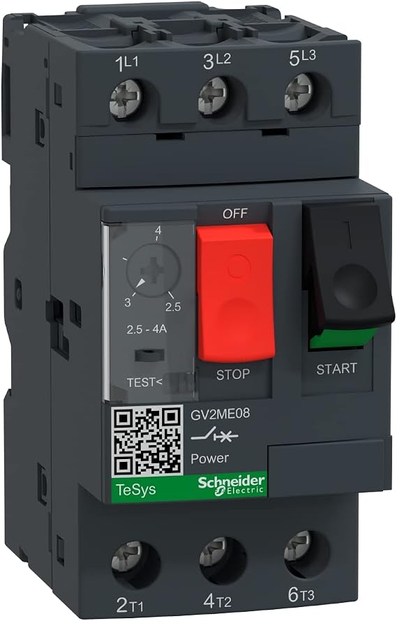 Manual Motor Starter, Button, 2.5-4A, 1P