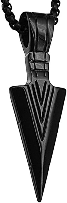 PAURO Men's Stainless Steel Spear Point Arrowhead Pendant Necklace