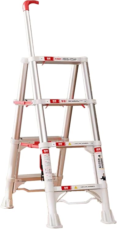 Step ladder with handrails,aluminum extension ladder,Hold 330lbs,Home ladder with automatic safety lock,folding step ladder,Capacity for Home, Kitchen,Library,Garage, Garden, outdoor work(4 steps)