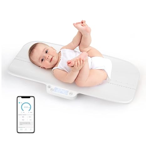 COSTWAY Digtal Baby Scales Multifunctional Bluetooth Children's Scales up to 30 kg Load Capacity Infant Scale Nursing Scale Animal Trolley with 4 Measuring Modes Weight and Height Scale Tare and Hold Function