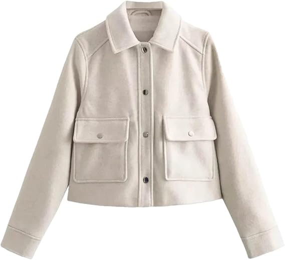 Woman khaki Cropped Jacket Women Soft Long Sleeve Vintage Women's Autumn Jacket Streetwear In Winter Short Coats