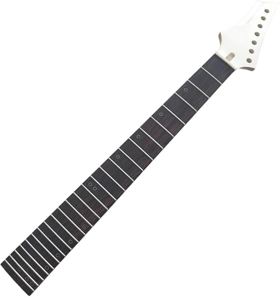 Reverse Head 7 String Maple Electric Guitar Neck Replacement 24 Frets White