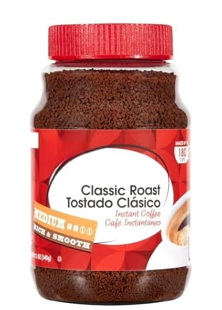 Classic Medium Roast Instant Coffee 12 oz Jar, Smooth & Balanced Flavor, Makes Up to 180 Cups