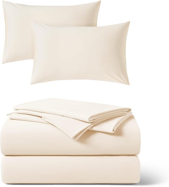 REST Buy 2 GET 30 Percent Off: 3PC Sheet Set Plus Extra Pillowcases Bundle at 30% Discount, in Snow Ivory, Cali King Size