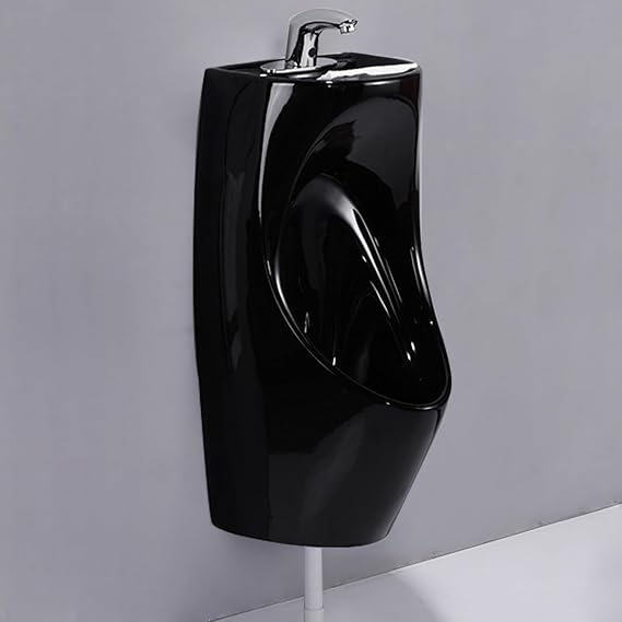 Urinals for Men Spill Proof, with Wash Basin and Faucet, Ceramic Urinals, Urinals for Men Spill Proof Nighttime, Urinals for Men Bathroom, Outdoor Urinal(Color:Black,Size:Floor Drainage)