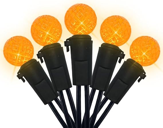 18.6Ft 50 LED Orange Halloween Lights G12 Mini Globe Ball String Lights for Small Tree Crafts Holiday Indoor/Outdoor Christmas Thanksgiving Day Halloween Decorations, UL Certified, Connectable, Orange