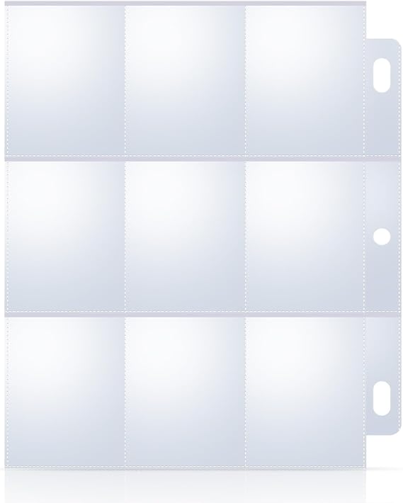 40 Pack 9 Pocket Trading Card Sleeves, Double-Sided Baseball Card Sleeves, Sheet Protectors For 3 Ring Binder, Photocard Holder Page Protectors For Trading Sports & Game Cards