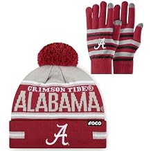 FOCO NCAA unisex-adult Ncaa College Team Logo Adult Stretch Gloves With Big Wordmark Strip Pom Knit Hat Beanie Set