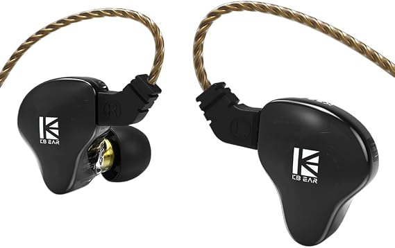 KBEAR KS2 iem, in Ear Monitor Headphones Hybrid 1BA 1DD Wired Earbuds Stereo Bass HiFi IEM Earphone Noise Cancelling High Resolution with Detachable Cable for Running Gaming Sport(without mic, Black)