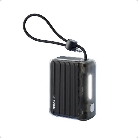 Mini Portable Charger 10000mAh Power Bank with Built-in Cable