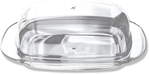 Handy Housewares Large Double-Wide Clear Acrylic Butter Serving Storage Dish with Lid