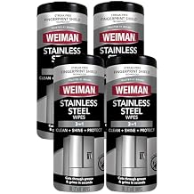 Weiman Stainless Steel Cleaner Wipes (4 Pack) Removes Fingerprints, Residue, Water Marks and Grease from Appliances - Works Great on Refrigerators, Dishwashers, Ovens, and Grills