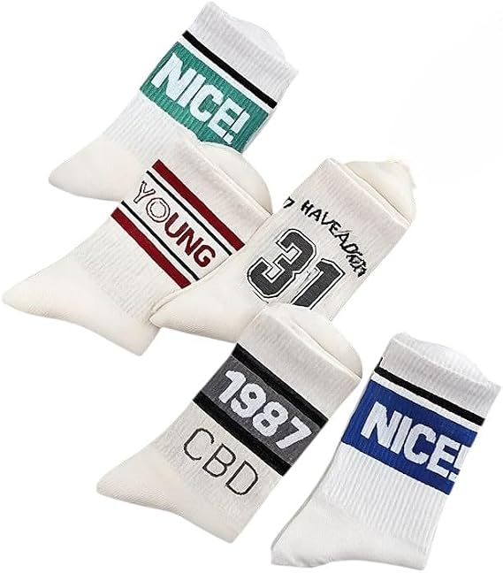 5'li Ekonomik Paket Nice Çemberli Desenli Unisex Tenis Çorap Seti