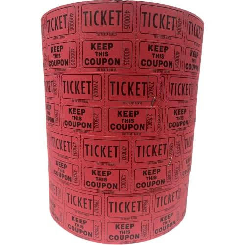 The Ticket Gurus-Raffle Tickets - 4 Red Rolls of 2000 Double Tickets- 8,000 Total 5050 Raffle Tickets