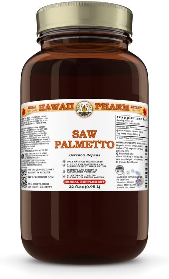 Saw Palmetto (Serenoa Repens) Dry Berry Tincture, All Natural, Vegan, Pure Liquid Extract - 32 fl.oz