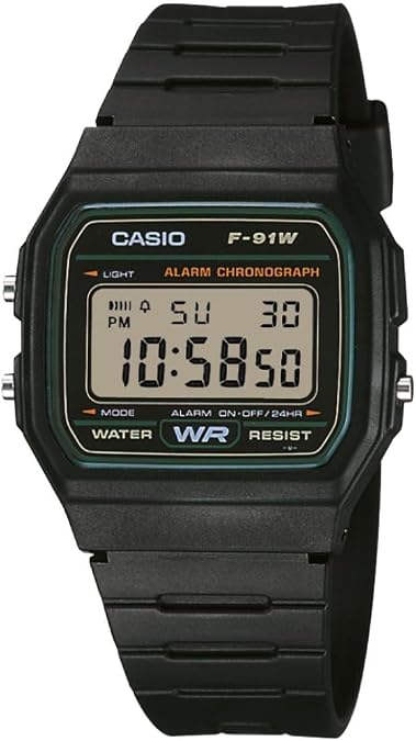 Casio F-91W-3DG - Black Watch, Black/White, Strap