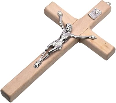 Wood Cross Pendant Charm Decorative Hangable Pendant Ornament Crafts For Children Girls Boys Bag Decoration Religious Wood Cross
