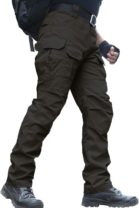 Men's Water Resistant Trousers Relaxed Fit Tactical Combat Army Cargo Work Pants with Multi Pocket