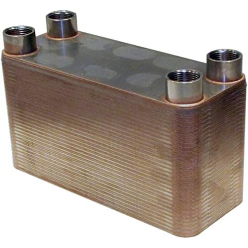 Duda Energy HX3260:F1 B3-32A 60 Plate Stainless Steel Heat Exchanger with 1 Female NPT Ports Copper Brazed, 5.9 Height, 4.5 Width, 11.3 Length