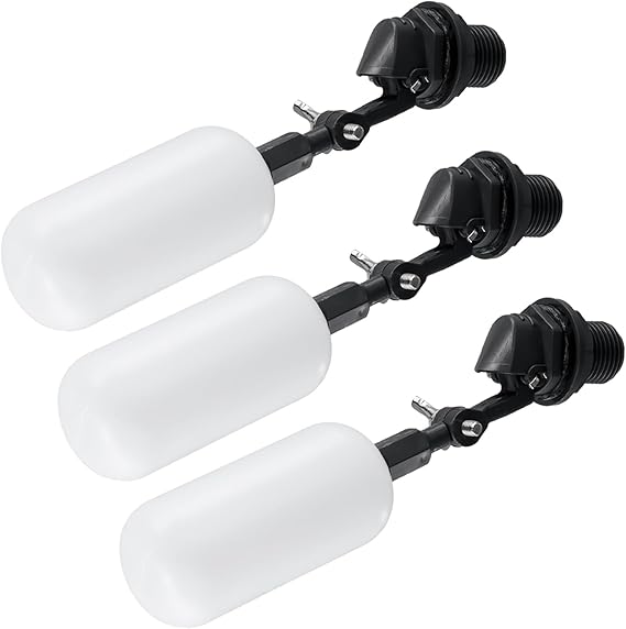QWORK® 3 Pack 1/2" Float Ball Valve, Adjustable Automatic Water Level Control Valve for Tanks, Ponds, and Hydroponic Systems