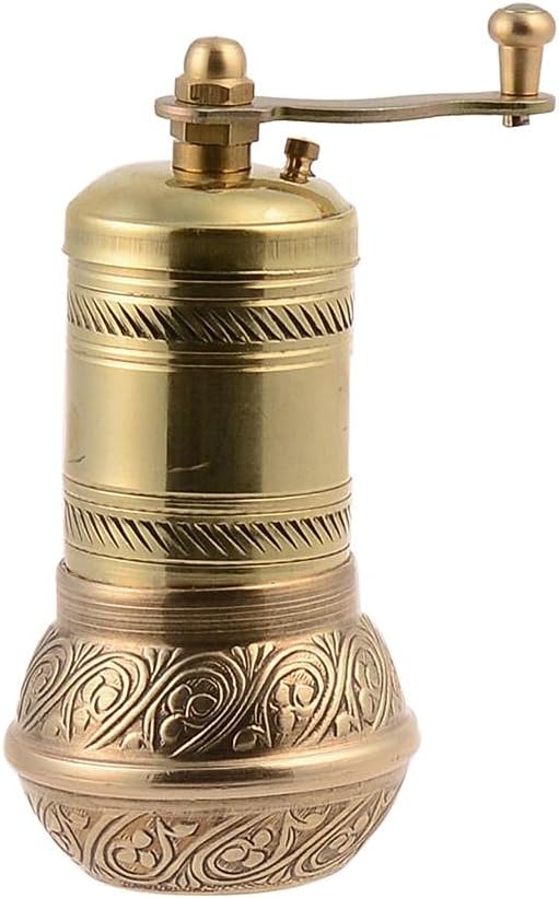 Gold Manual Hand Grinder Mill for Turkish Greek Arabic Coffee Beans & Spice Pepper Salt Brass