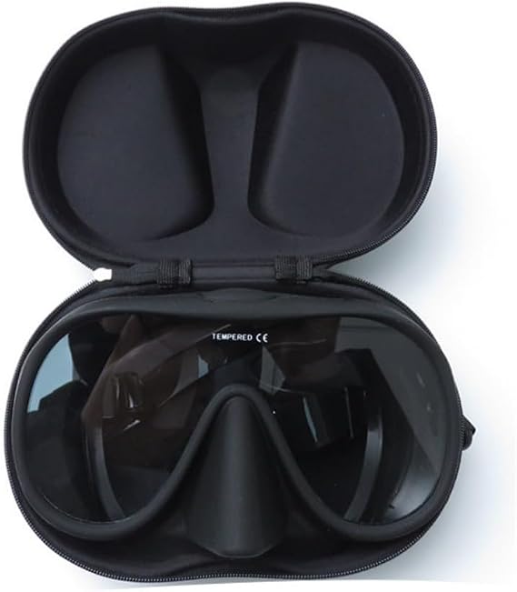 Single Lens Scuba Diving Mask Featuring Tempered Glass And Adjustable Silicone Strap For Wide View And Comfortable Fit While Swimming Or Diving In Blue(Black)