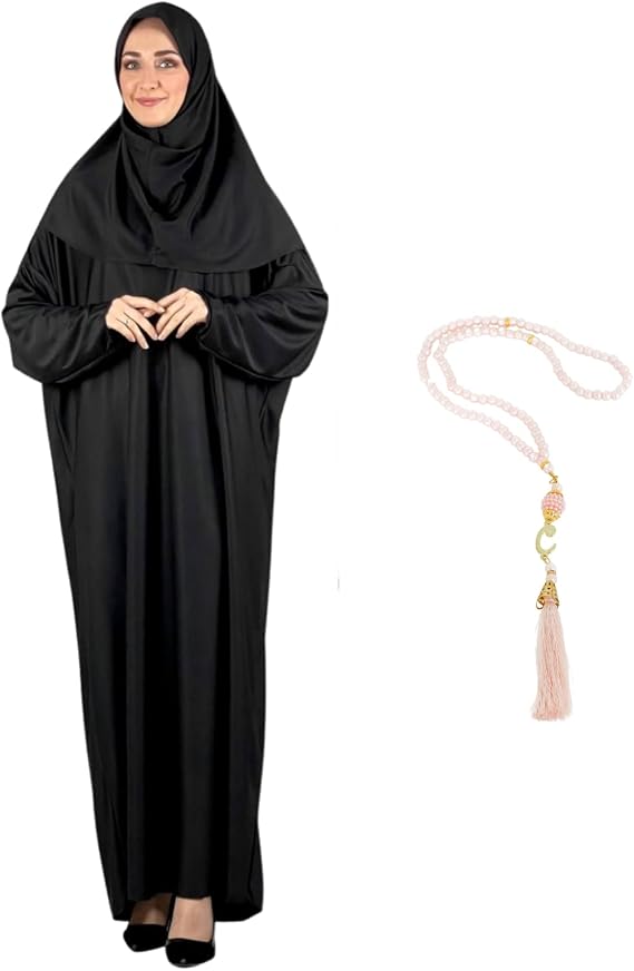 Women Prayer Clothes With Hijab Muslim Outfits Long Robe Abaya Turkish Islamic Dresses Dubai Kaftan With Rosary