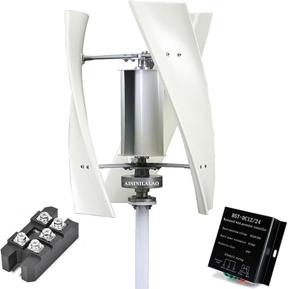 10000W Vertical Axis Wind Turbine, 3 Blades Low Noise 12V/24V 48V 220V Generator Windmill Generate Turbin Complete Set for Family with Controller