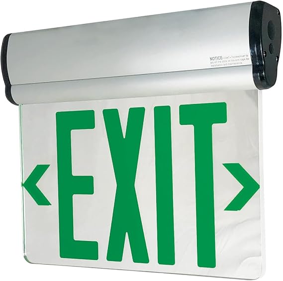 Nora Lighting NX-812-LEDG2MA Green LED Double Face Edge-Lit Exit44; with Battery?Backup44; Mirror44; Aluminum