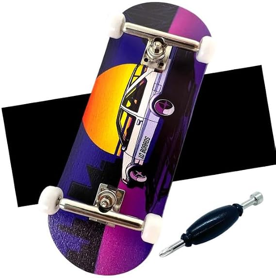 LC Boards Fingerboard 98X34 Complete '86 Graphic - Silver Trucks, Foam Grip Tape and Pro Design for Ultimate Fingerboarding Experience