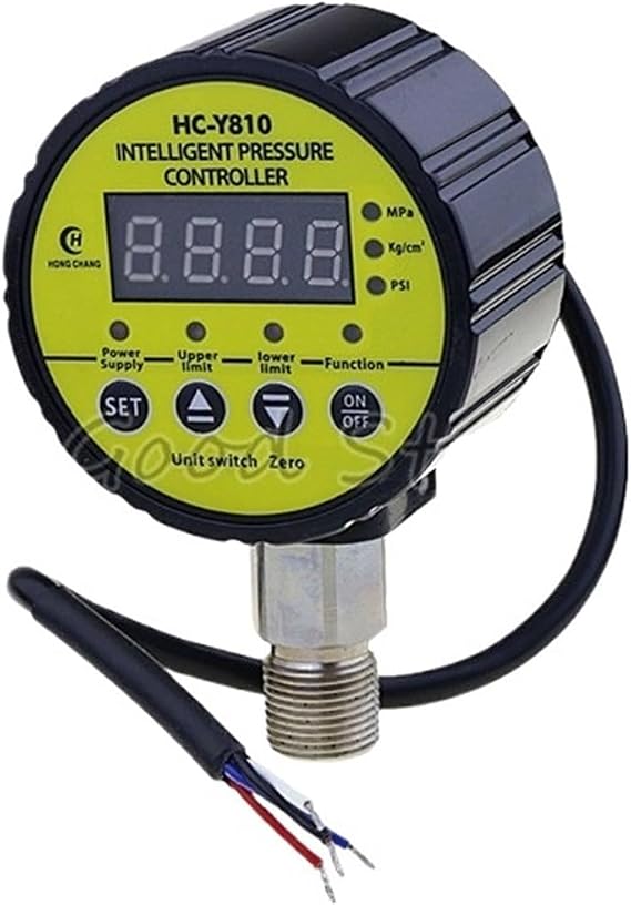 HC-Y810 Digital Pressur/e Gauge Digital Intelligent Pressur/e Gauge Pump Negative Pressur/e Water Pressur/e Switch Controller Yellow(AC 220/V,-100-0Kpa vacuum)